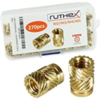 ruthex inserto roscado M2-M3-M4-M5 Caja de surtido (270 piezas) - casquillos roscados de latón - tuerca a presión para…